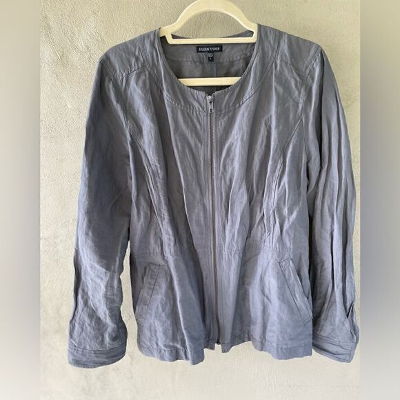 Eileen Fisher Gray Bohemian Jacket Size Large - Picture 1 of 11